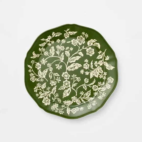 8.5" 4pk Melamine Floral Salad Plates Green - Threshold with Studio McGee - Picture 2 of 3